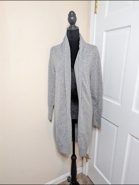 Quince NWOT 100% Cashmere Light Grey Open-Front Women's Duster Cardigan Sweater